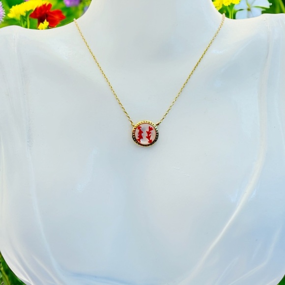 Kendra Scott Baseball Gold Short Pendant Necklace in Ivory Mother-of Pearl.NWOT - Picture 9 of 9